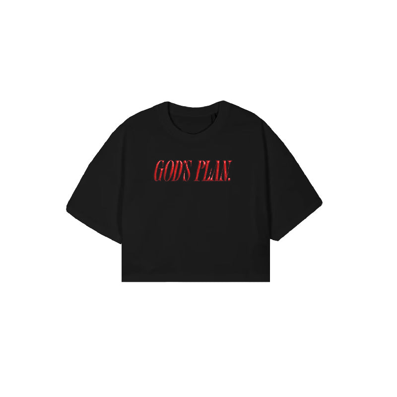"GOD'S PLAN" Oversized Cropped Graphic Tee