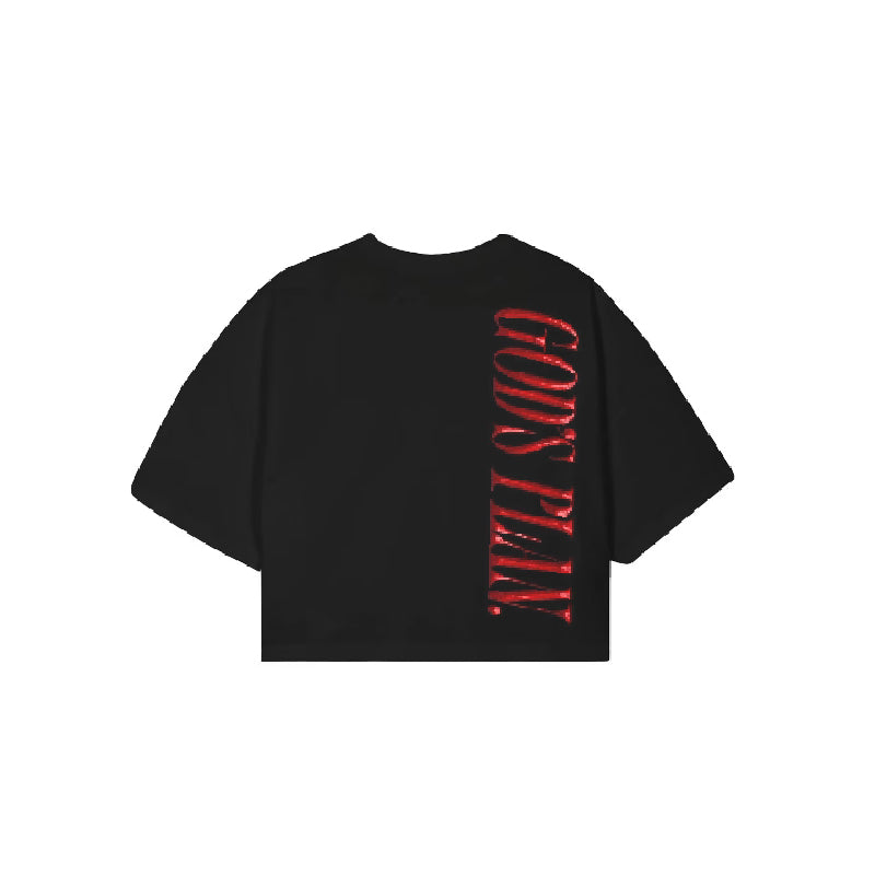 "GOD'S PLAN" Oversized Cropped Graphic Tee 